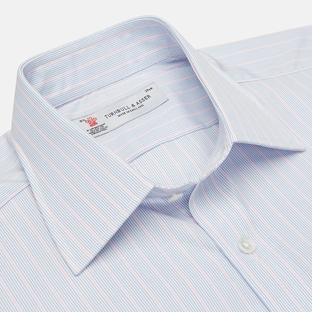 Navy and Light Blue Archive Check Shirt with T&A Collar and 3-Button Cuffs