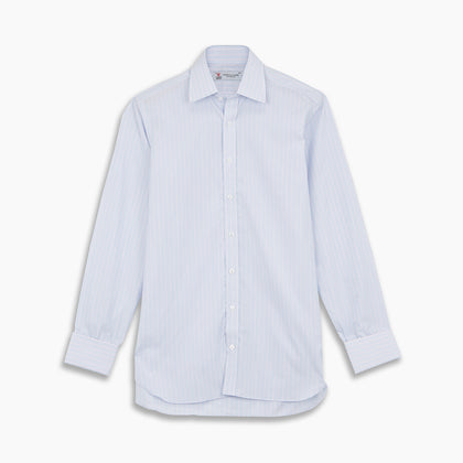 Navy and Light Blue Archive Check Shirt with T&A Collar and 3-Button Cuffs Image 3