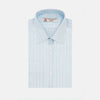 View 1 of product Green & Light Blue Stripe Poplin Cotton Regular Fit Shirt with T&A Collar & 2-Button Cuff