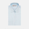 Green & Light Blue Stripe Poplin Cotton Regular Fit Shirt with T&A Collar & 2-Button Cuff