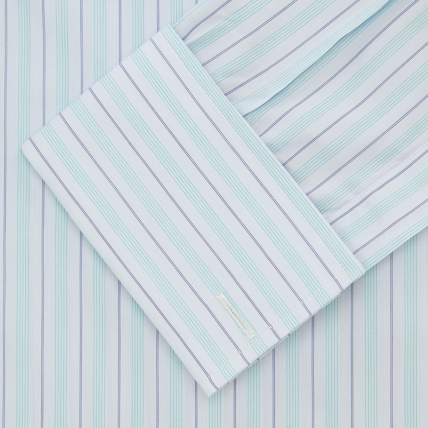 View 2 of product Green & Light Blue Stripe Poplin Cotton Regular Fit Shirt with T&A Collar & 2-Button Cuff