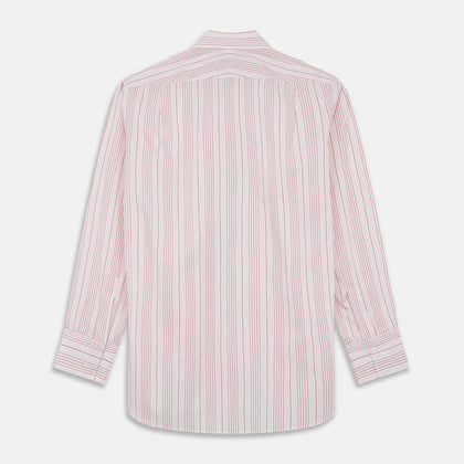 Pink And White Stripe Twill Cotton Regular Fit Shirt with T&A Collar And Double Cuffs Image 2