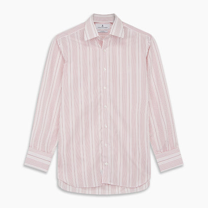 Pink And White Stripe Twill Cotton Regular Fit Shirt with T&A Collar And Double Cuffs Image 3