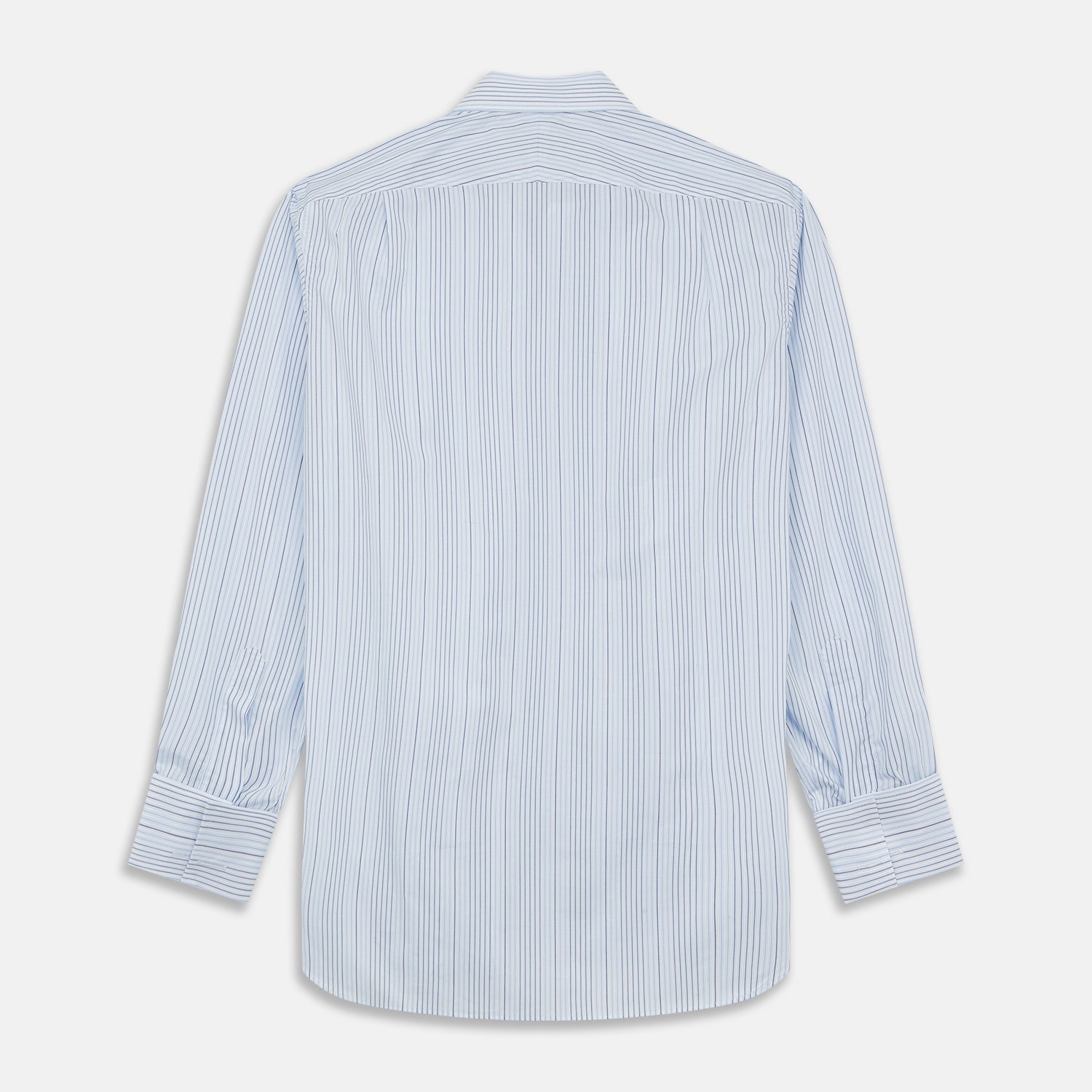 View 4 of product Blue And White Stripe Twill Cotton Regular Fit Shirt with T&A Collar And Double Cuffs