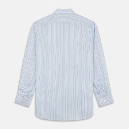 Blue And White Stripe Twill Cotton Regular Fit Shirt with T&A Collar And Double Cuffs Image 3