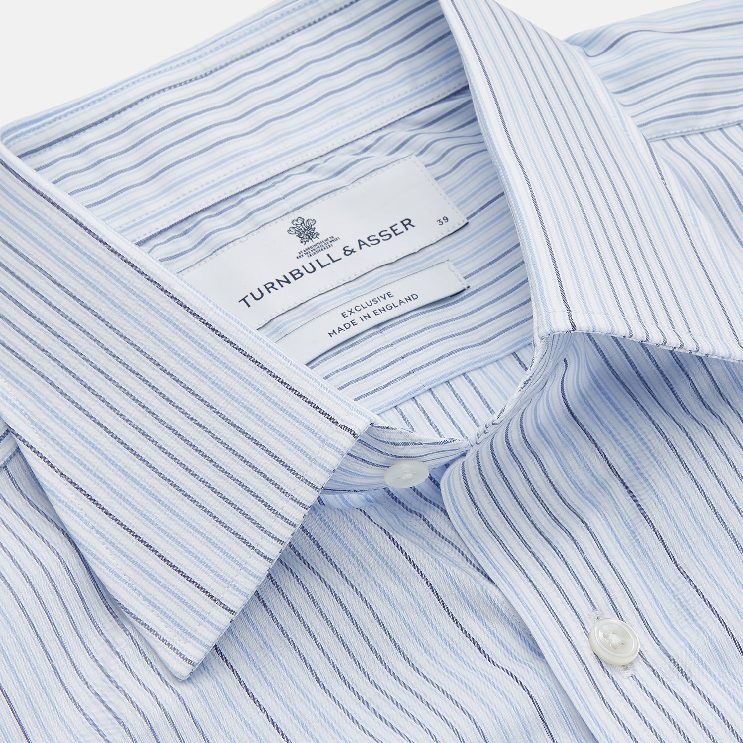 View 2 of product Blue And White Stripe Twill Cotton Regular Fit Shirt with T&A Collar And Double Cuffs