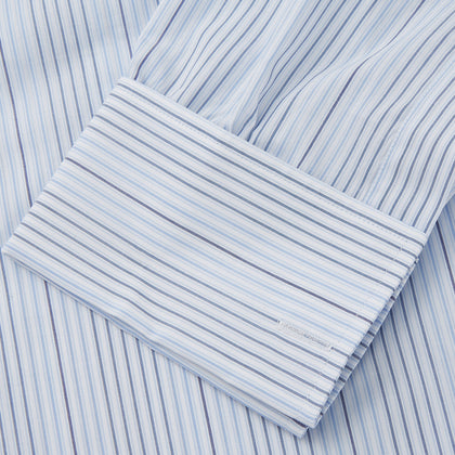 Blue And White Stripe Twill Cotton Regular Fit Shirt with T&A Collar And Double Cuffs Image 2