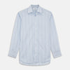 View 1 of product Blue And White Stripe Twill Cotton Regular Fit Shirt with T&A Collar And Double Cuffs
