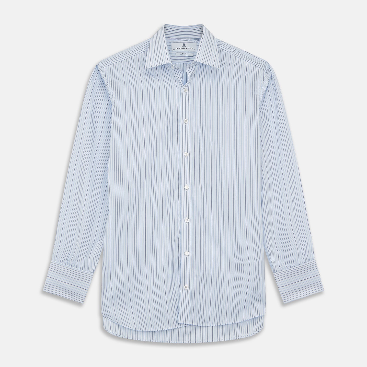 View 1 of product Blue And White Stripe Twill Cotton Regular Fit Shirt with T&A Collar And Double Cuffs