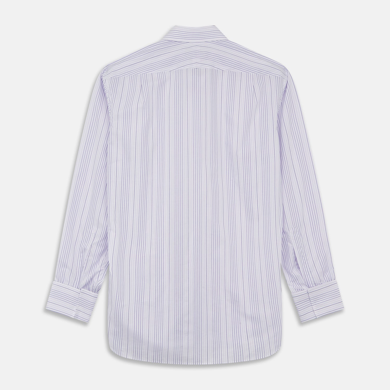 View 4 of product PurpleÂ And White Stripe Twill Cotton Regular Fit Shirt with T&A CollarÂ And Double Cuffs