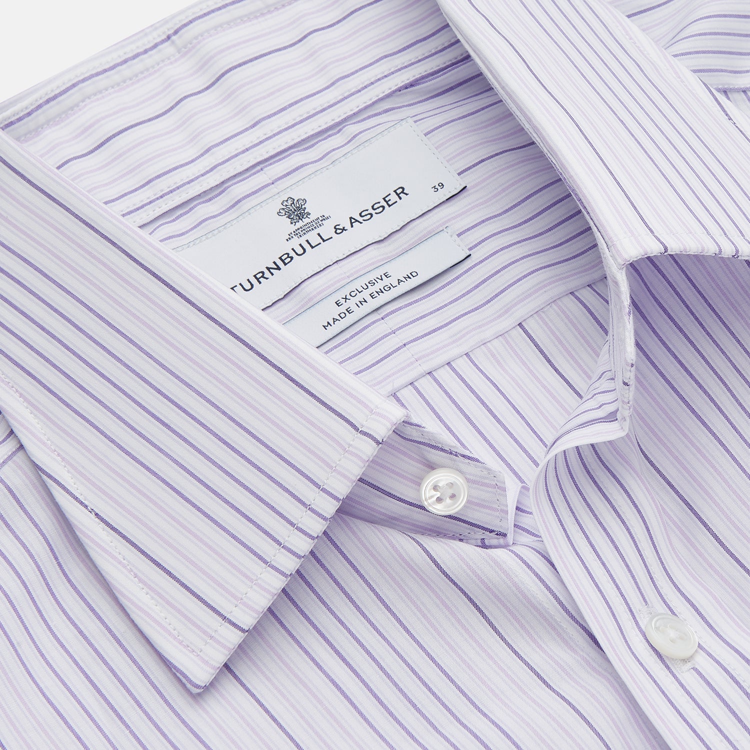 View 2 of product PurpleÂ And White Stripe Twill Cotton Regular Fit Shirt with T&A CollarÂ And Double Cuffs