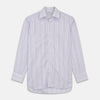 View 1 of product PurpleÂ And White Stripe Twill Cotton Regular Fit Shirt with T&A CollarÂ And Double Cuffs