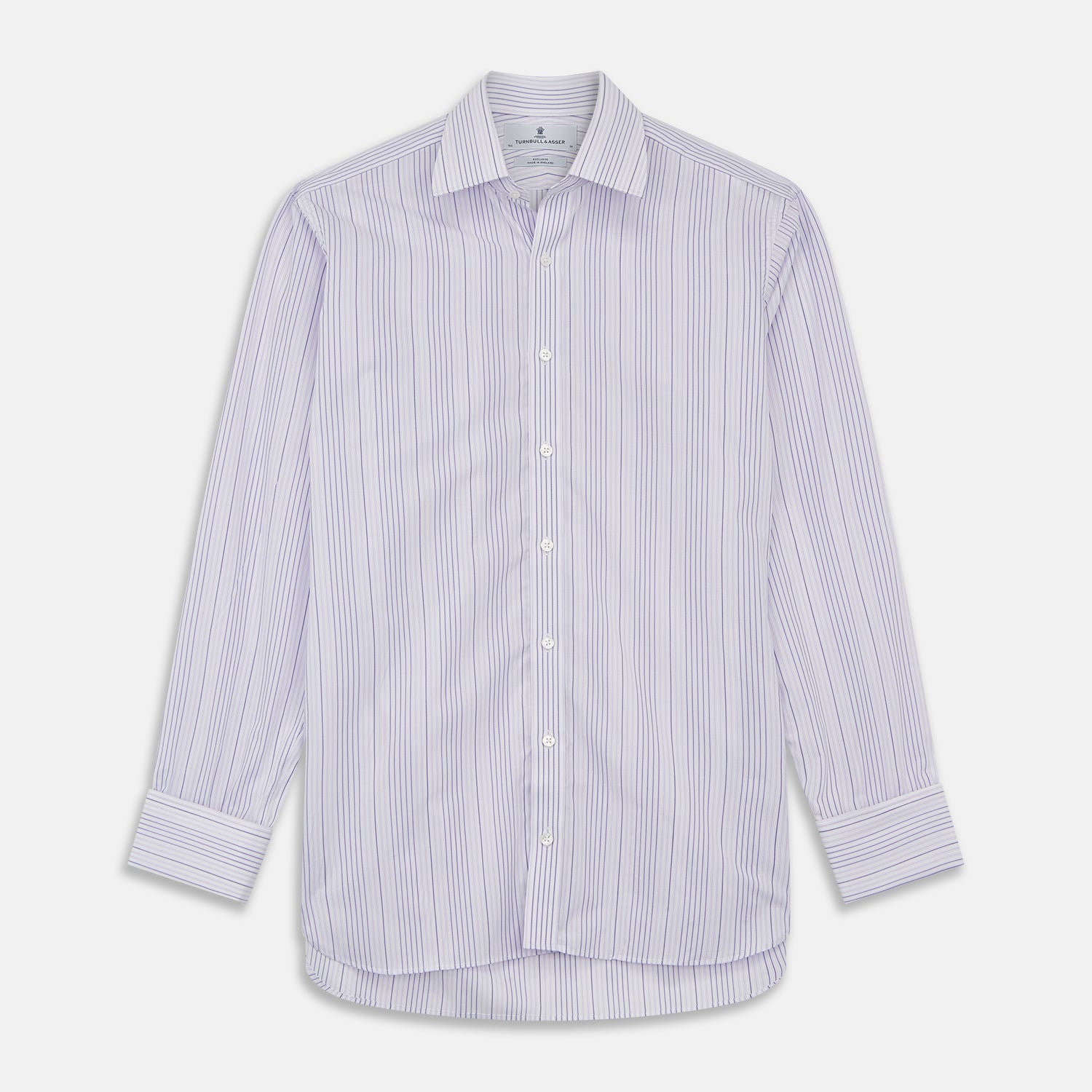 View 1 of product PurpleÂ And White Stripe Twill Cotton Regular Fit Shirt with T&A CollarÂ And Double Cuffs