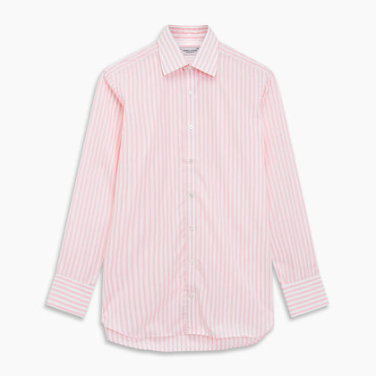 Plain White Oxford Tailored Fit Cotton Shirt with Bury Collar and 3-Button Cuffs Image 2