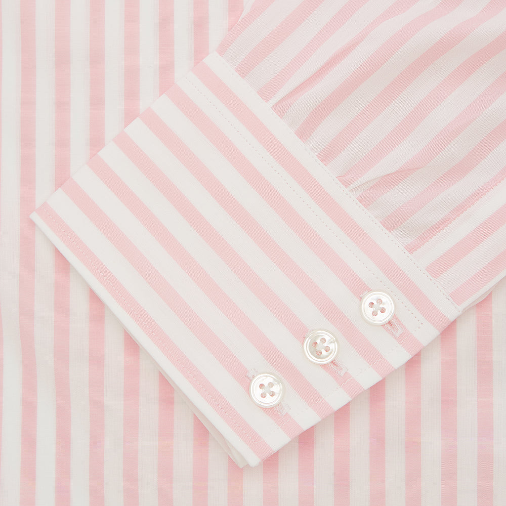 Plain White Oxford Tailored Fit Cotton Shirt with Bury Collar and 3-Button Cuffs