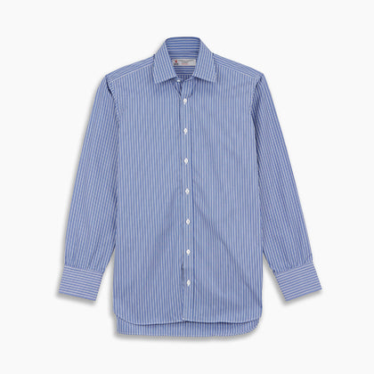Navy Rich Stripe Shirt with T&A Collar and 3-Button Cuffs Image 3