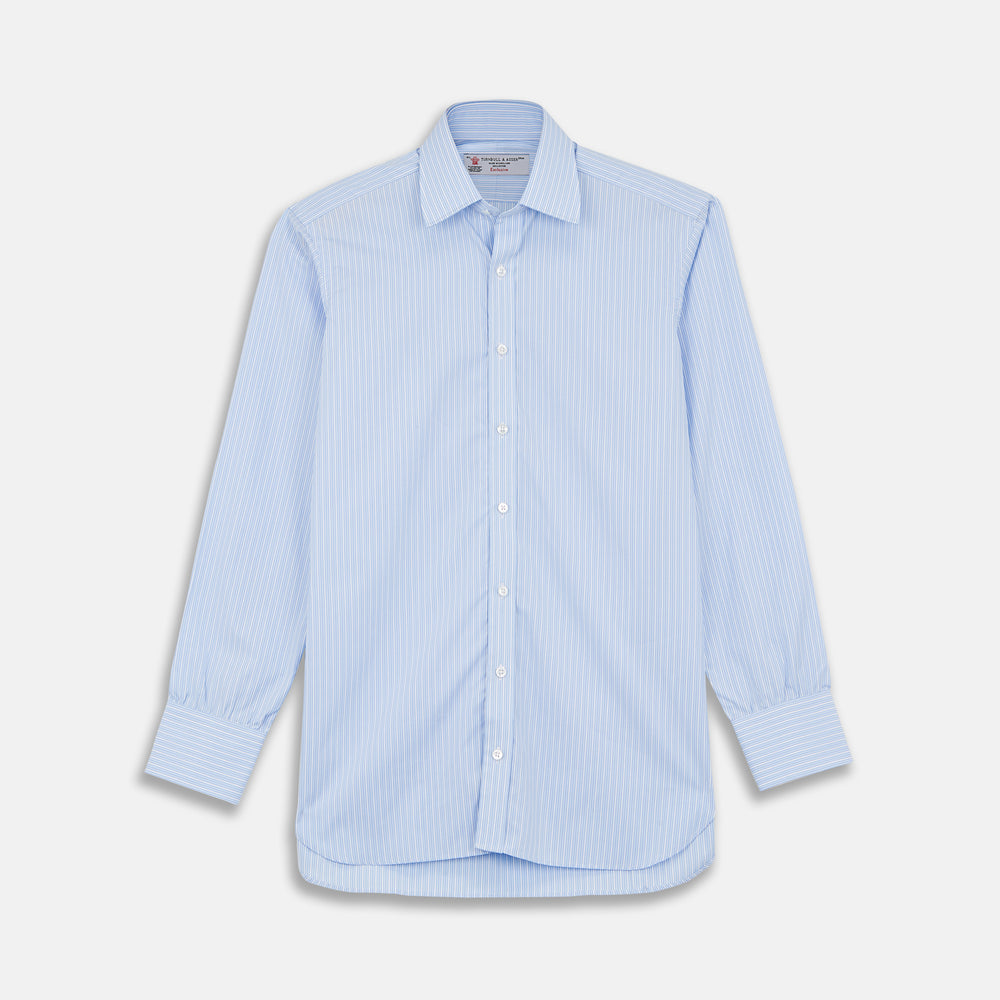 Light Blue Rich Stripe Shirt with T&A Collar and 3-Button Cuffs