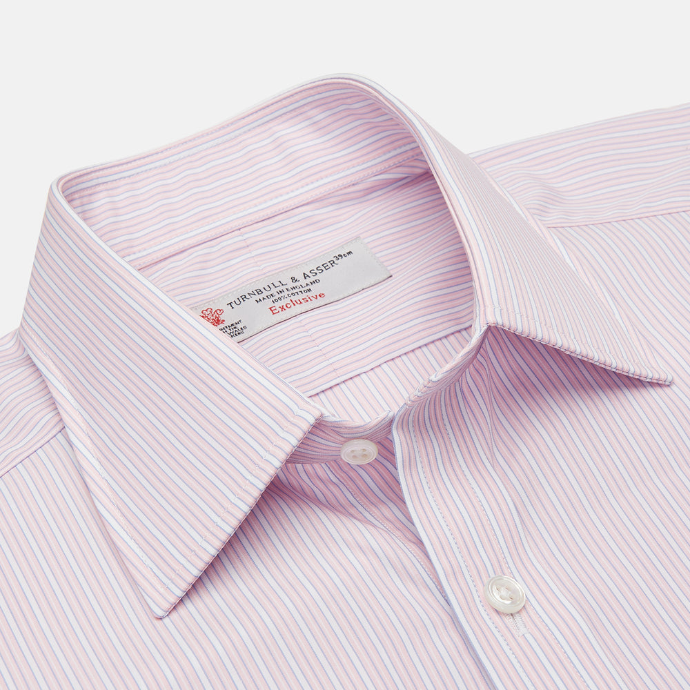 Navy & White Lyocell Stripe Holiday Fit Shirt