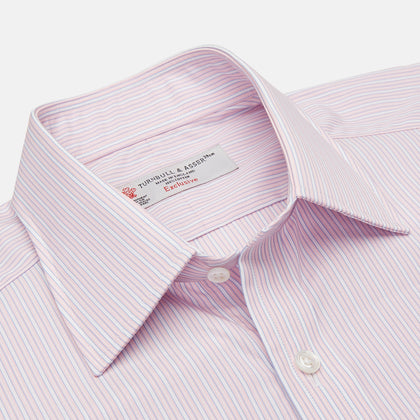 Navy & White Lyocell Stripe Holiday Fit Shirt Image 2