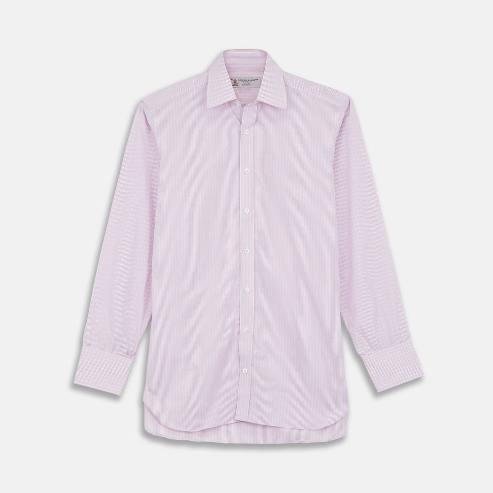 Navy & White Lyocell Stripe Holiday Fit Shirt