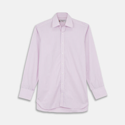 Navy & White Lyocell Stripe Holiday Fit Shirt