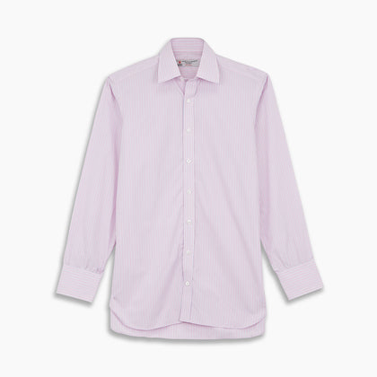 Navy & White Lyocell Stripe Holiday Fit Shirt Image 3