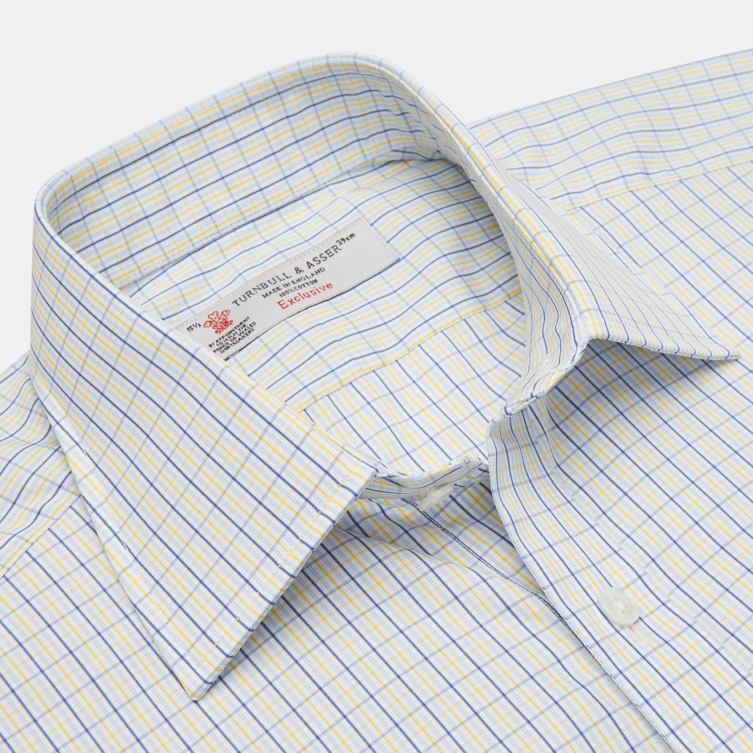 View 3 of product Yellow, Blue & White Check Regular Fit Poplin Cotton Shirt with T&A Collar & 3-Button Cuffs