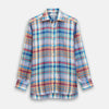 View 1 of product Blue and Teal Madras Check Regular Fit Linen Shirt with T&A Collar and 3-Button Cuffs