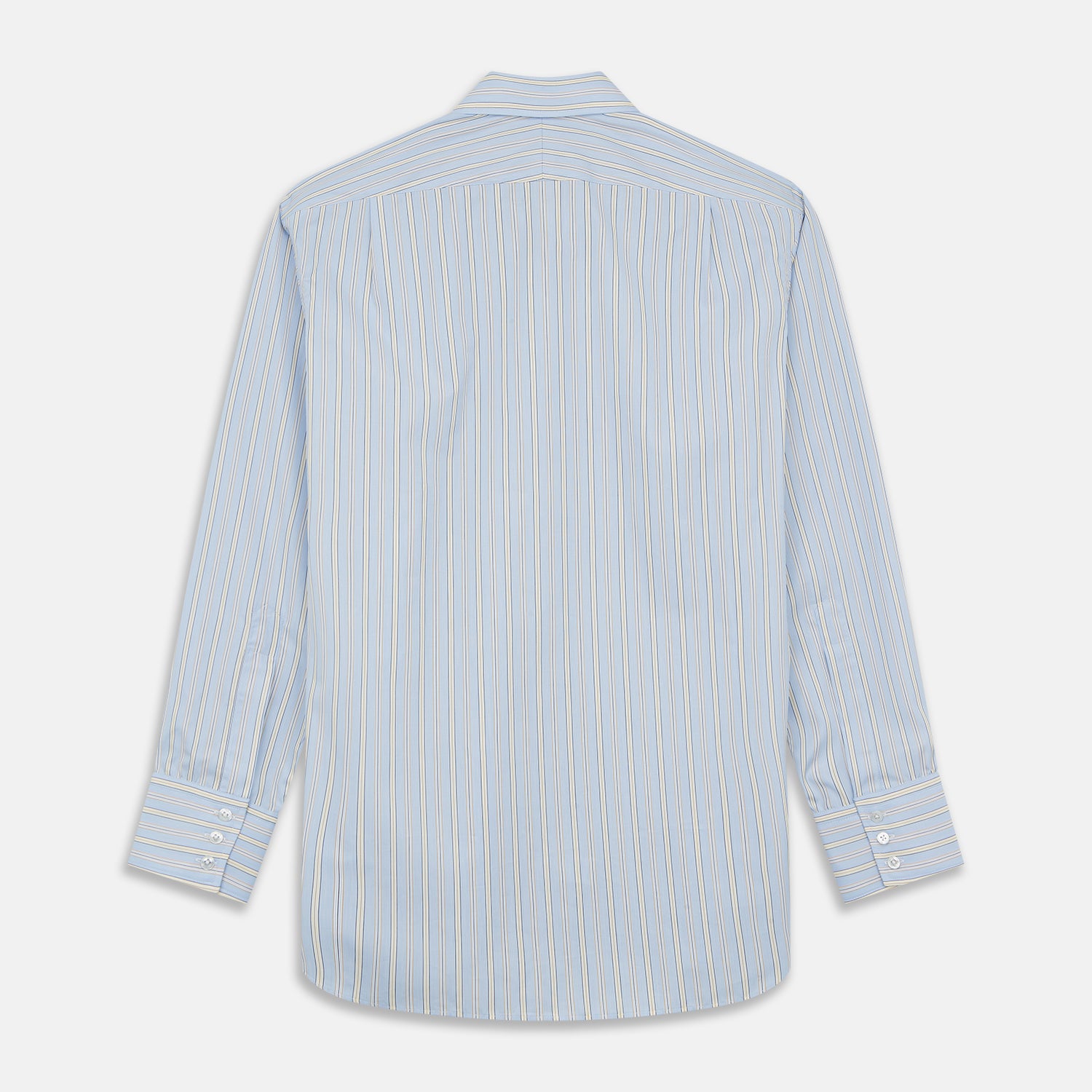 View 4 of product BlueÂ AndÂ Yellow Stripe Poplin Cotton Regular Fit Shirt with T&A Collar and 3-Button Cuffs
