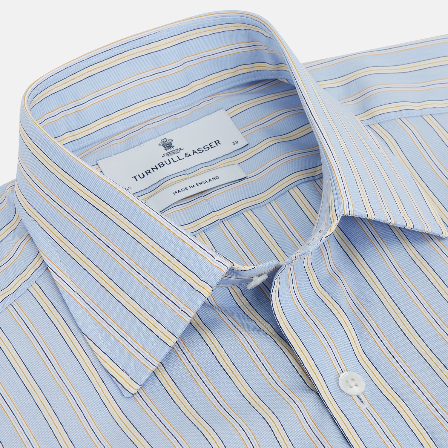 View 2 of product BlueÂ AndÂ Yellow Stripe Poplin Cotton Regular Fit Shirt with T&A Collar and 3-Button Cuffs