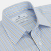 Blue And Yellow Stripe Poplin Cotton Regular Fit Shirt with T&A Collar and 3-Button Cuffs