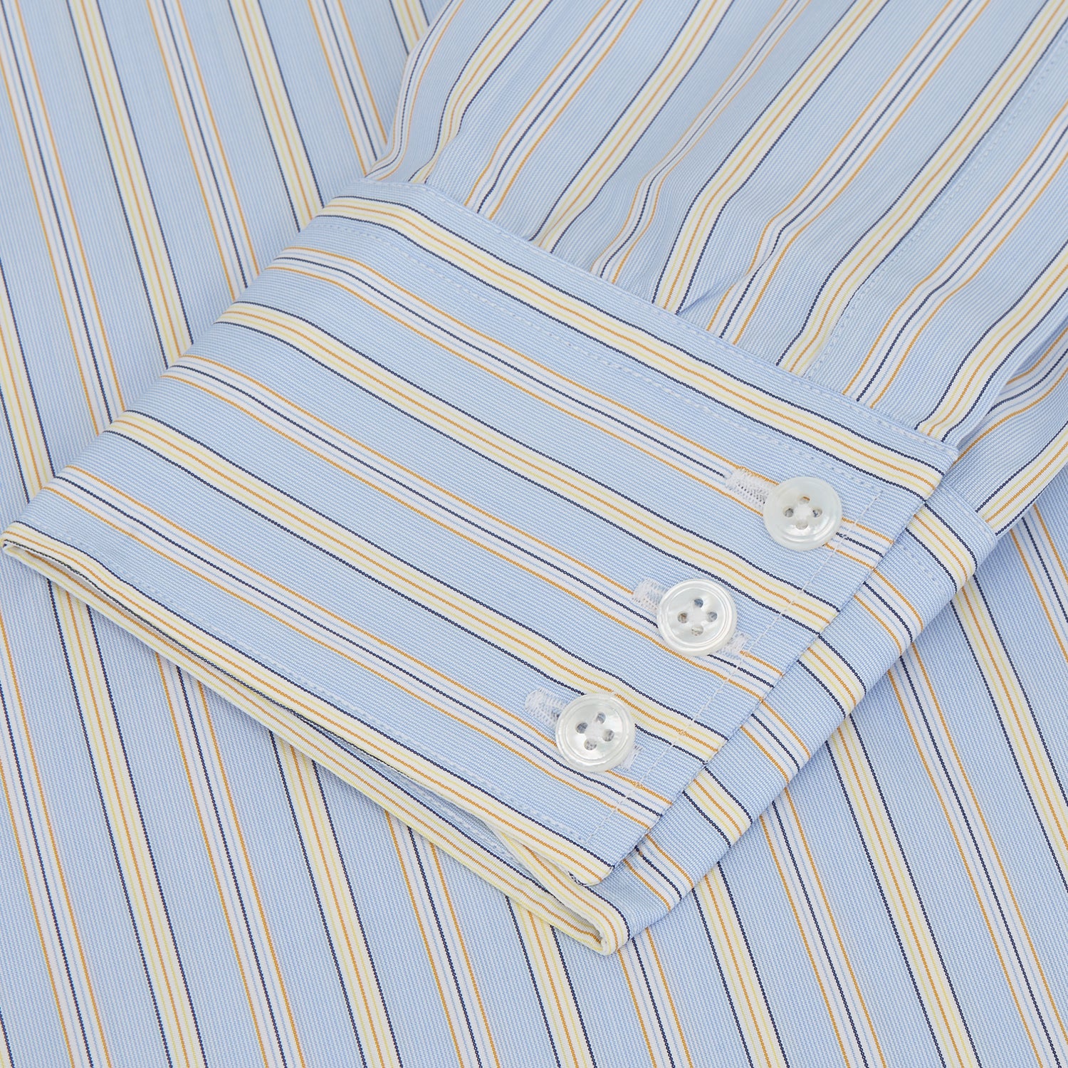 View 3 of product BlueÂ AndÂ Yellow Stripe Poplin Cotton Regular Fit Shirt with T&A Collar and 3-Button Cuffs