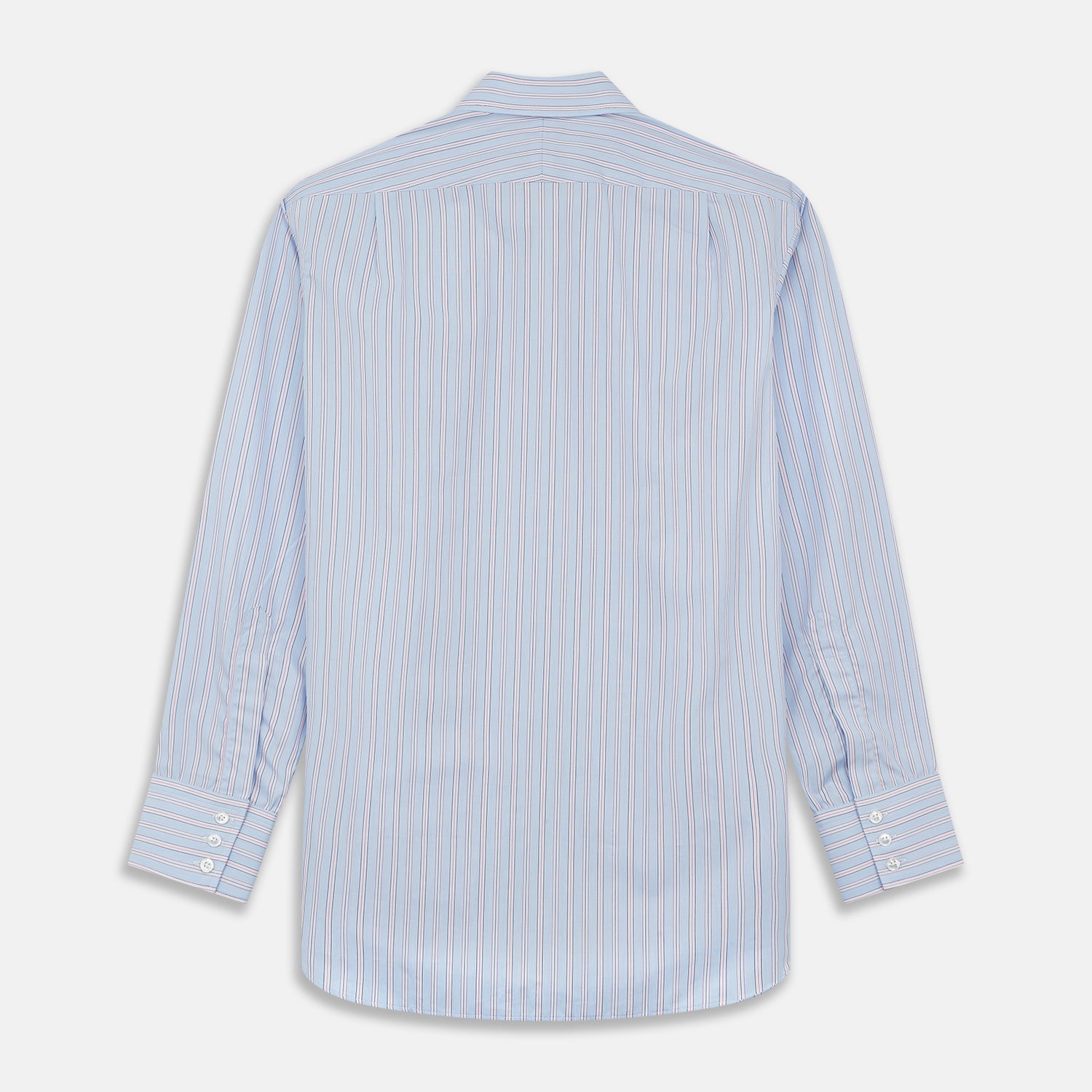 View 4 of product Blue and Pink Stripe Poplin Cotton Regular Fit Shirt with T&amp;A Collar and 3-Button Cuffs