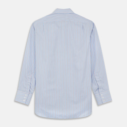 Blue and Pink Stripe Poplin Cotton Regular Fit Shirt with T&amp;A Collar and 3-Button Cuffs Image 3