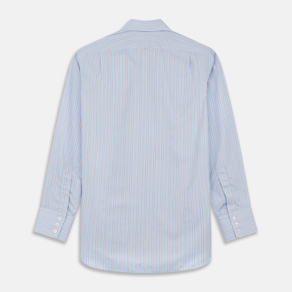 Blue And Pink Stripe Poplin Cotton Regular Fit Shirt with T&A Collar and 3-Button Cuffs