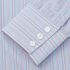View 3 of product Blue and Pink Stripe Poplin Cotton Regular Fit Shirt with T&amp;A Collar and 3-Button Cuffs