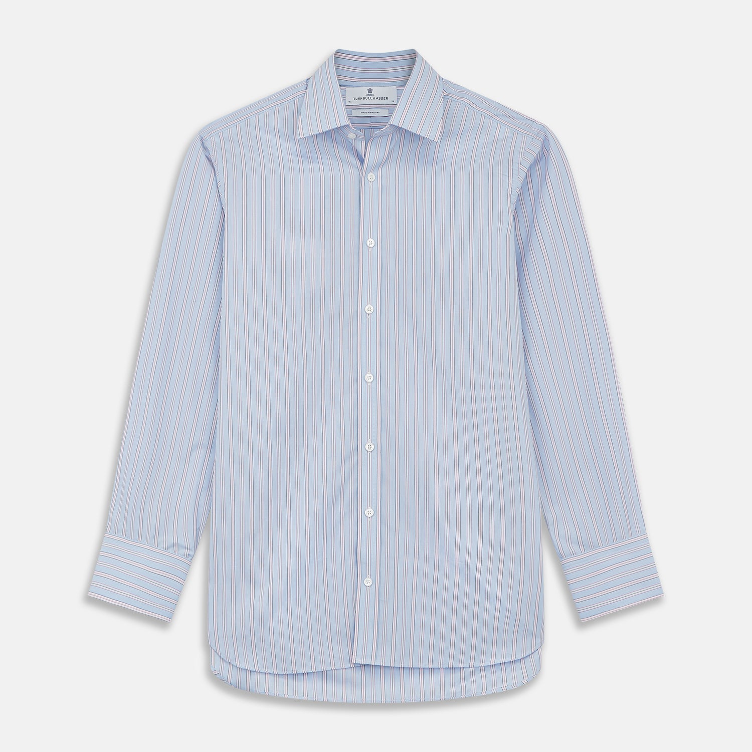 View 1 of product Blue and Pink Stripe Poplin Cotton Regular Fit Shirt with T&amp;A Collar and 3-Button Cuffs