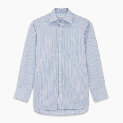 Blue and Pink Stripe Poplin Cotton Regular Fit Shirt with T&amp;A Collar and 3-Button Cuffs Image 4