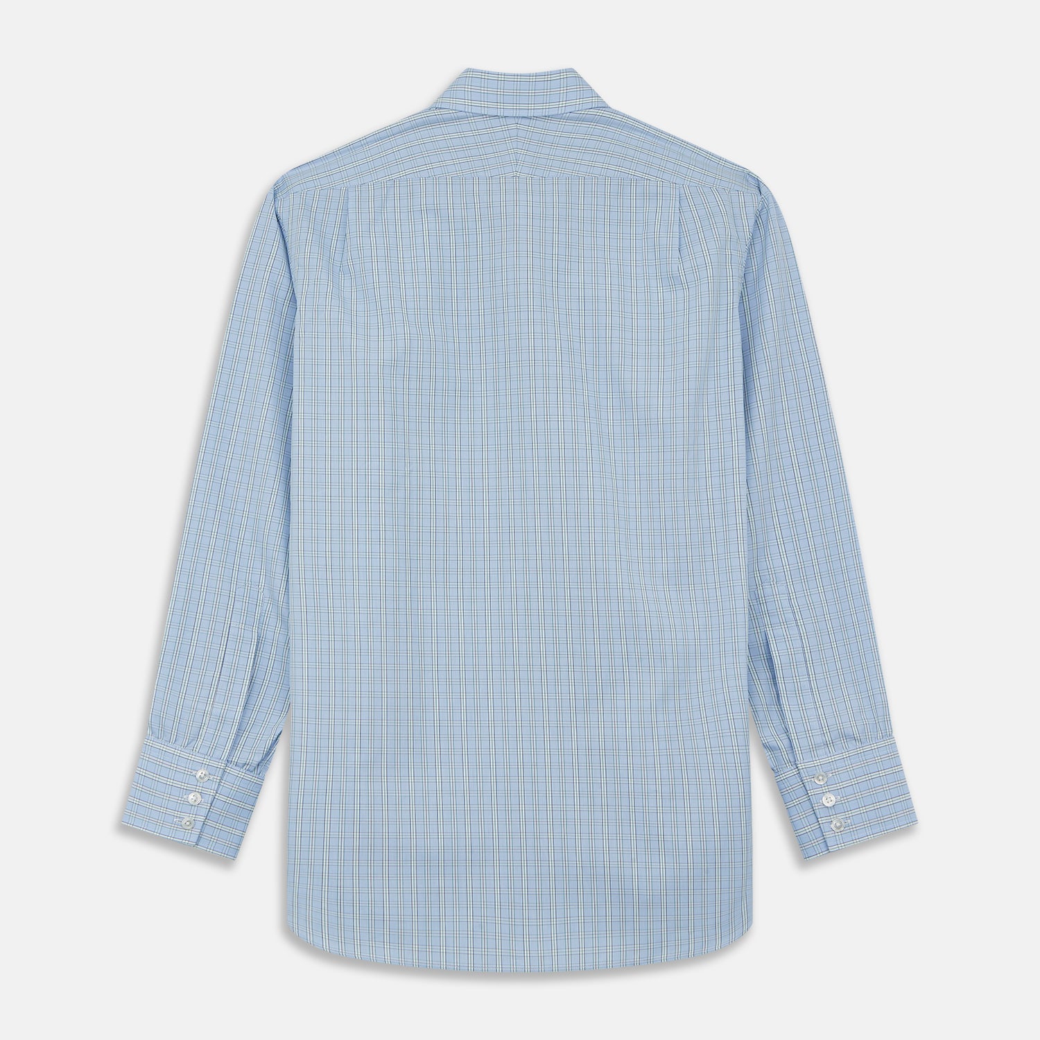 Blue And Green Check Poplin Cotton Regular Fit Shirt with T&A Collar and 3-Button Cuffs