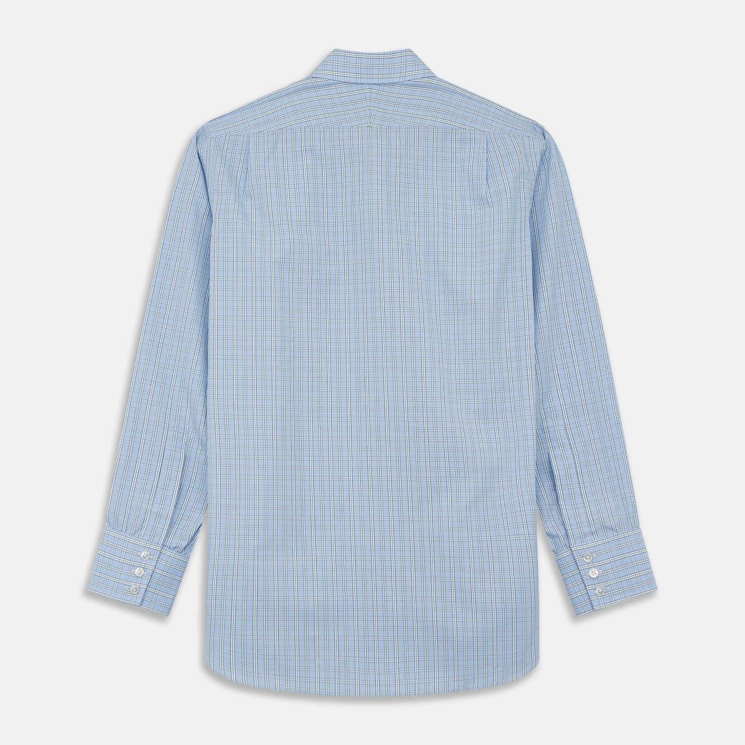 View 4 of product Blue And Green Check Poplin Cotton Regular Fit Shirt with T&A Collar and 3-Button Cuffs