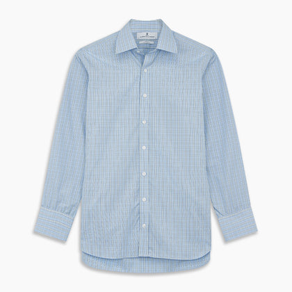 Blue And Green Check Poplin Cotton Regular Fit Shirt with T&A Collar and 3-Button Cuffs Image 4