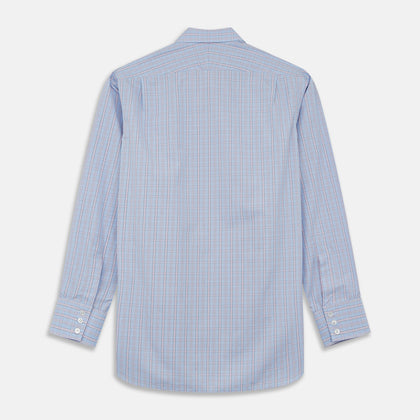 Blue and Pink Check Poplin Cotton Regular Fit Shirt with T&amp;A Collar and 3-Button Cuffs Image 3