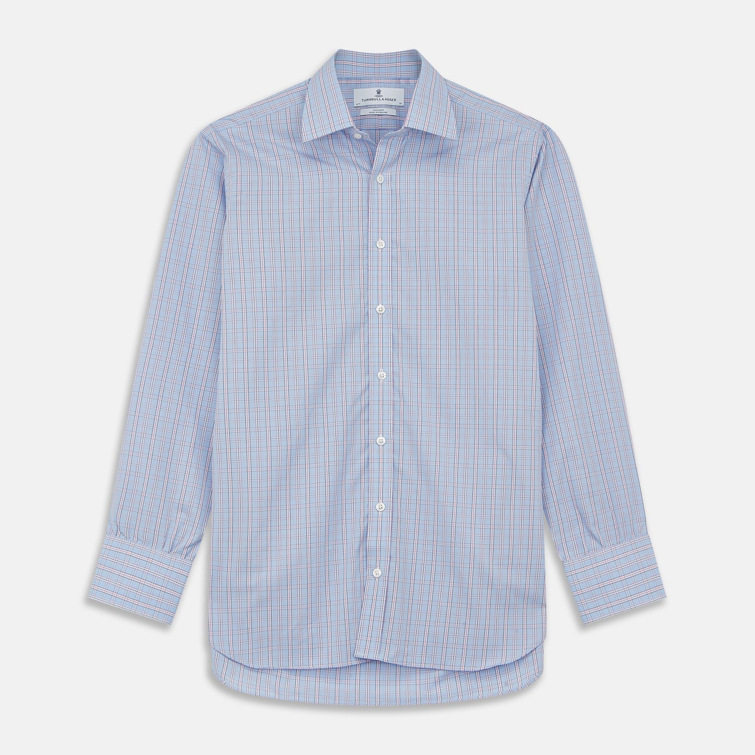 View 1 of product Blue and Pink Check Poplin Cotton Regular Fit Shirt with T&amp;A Collar and 3-Button Cuffs