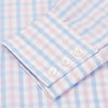 Blue and Pink Check Poplin Shirt with T&A Collar and 3-Button Cuffs