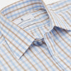 View 2 of product Blue and Brown Check Poplin Shirt with T&A Collar and 3-Button Cuffs