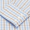 View 3 of product Blue and Brown Check Poplin Shirt with T&A Collar and 3-Button Cuffs