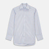 View 1 of product Blue and Brown Check Poplin Shirt with T&A Collar and 3-Button Cuffs