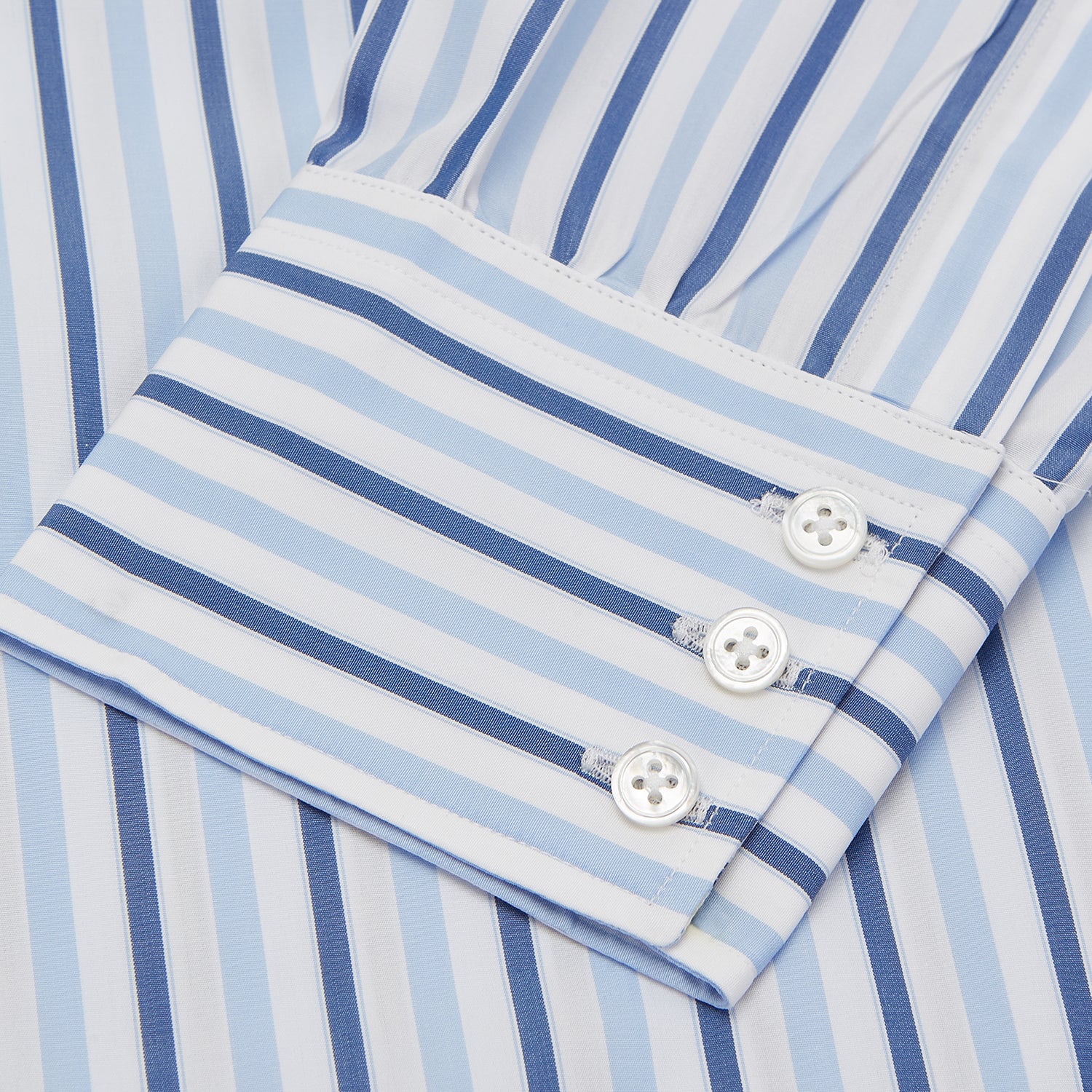 Blue Stripe Poplin Shirt with T&A Collar and 3-Button Cuffs