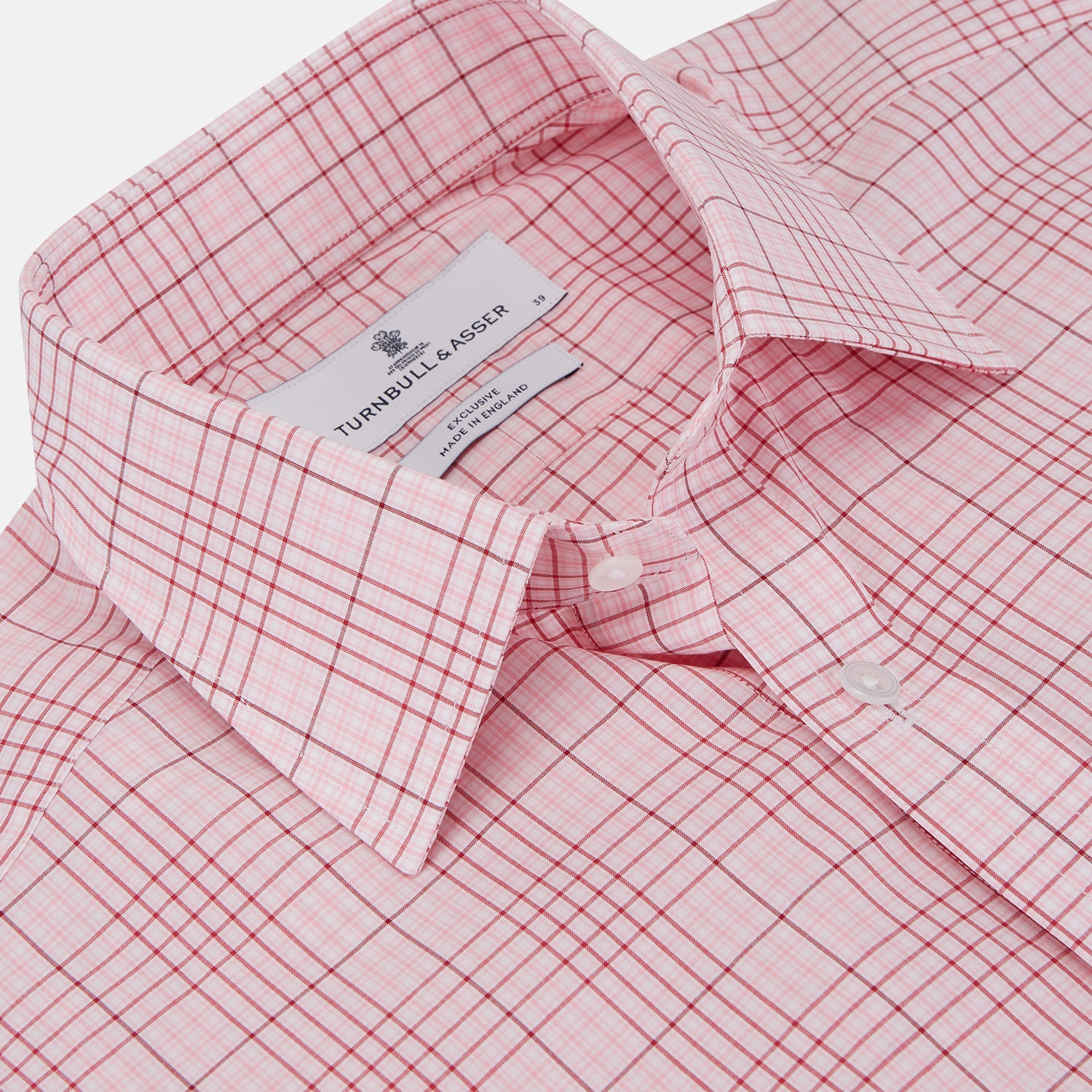 View 2 of product Pink Fine Check Shirt with T&A Collar and Three-Button Cuffs