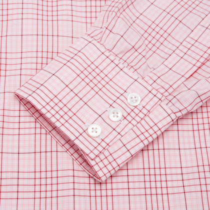 Pink Fine Check Shirt with T&A Collar and Three-Button Cuffs Image 2